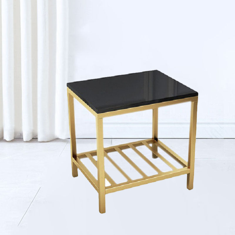 Faux Wood Accent Table Nightstand 19.68" Tall Glam Bedside Cabinet