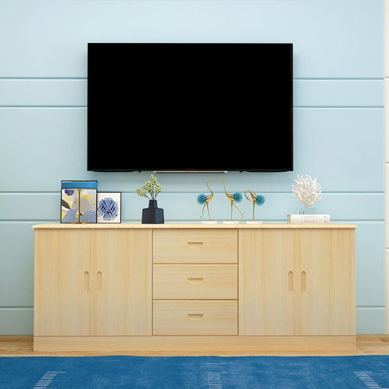 Modern Media Console TV Stand Pine Console TV Stand with 3 Drawers