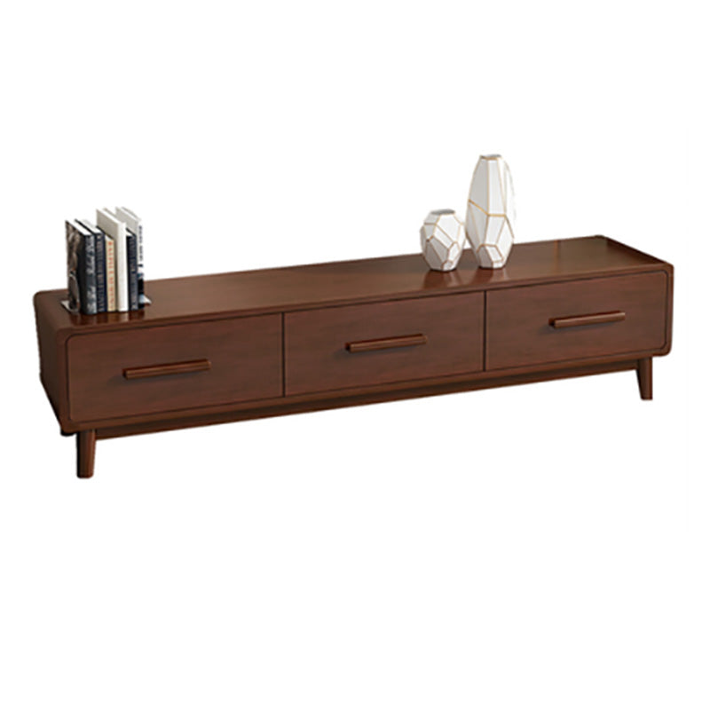 Contemporary Enclosed Storage TV Console Solid Wood TV Stand with 3 Drawers