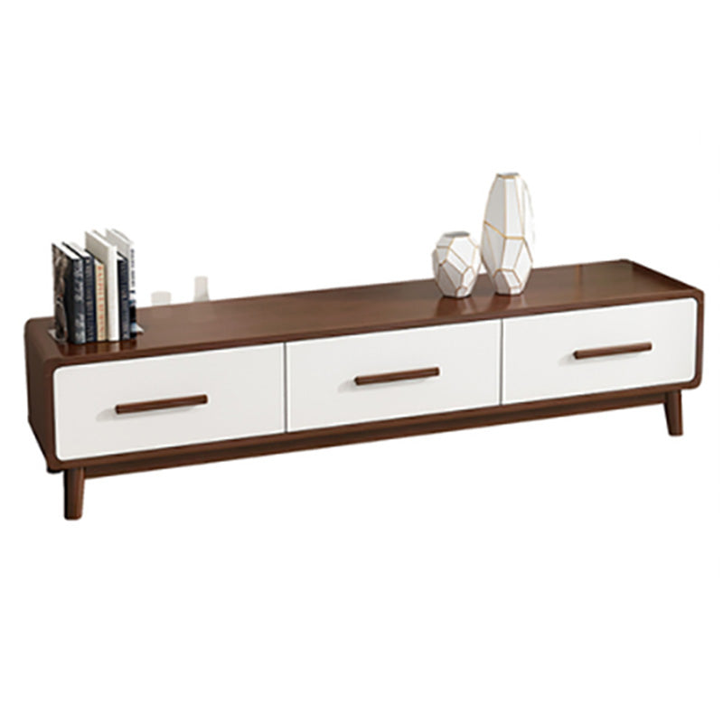 Contemporary Enclosed Storage TV Console Solid Wood TV Stand with 3 Drawers