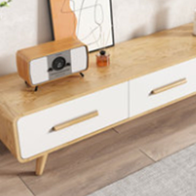 Contemporary Enclosed Storage TV Console Solid Wood TV Stand with 3 Drawers