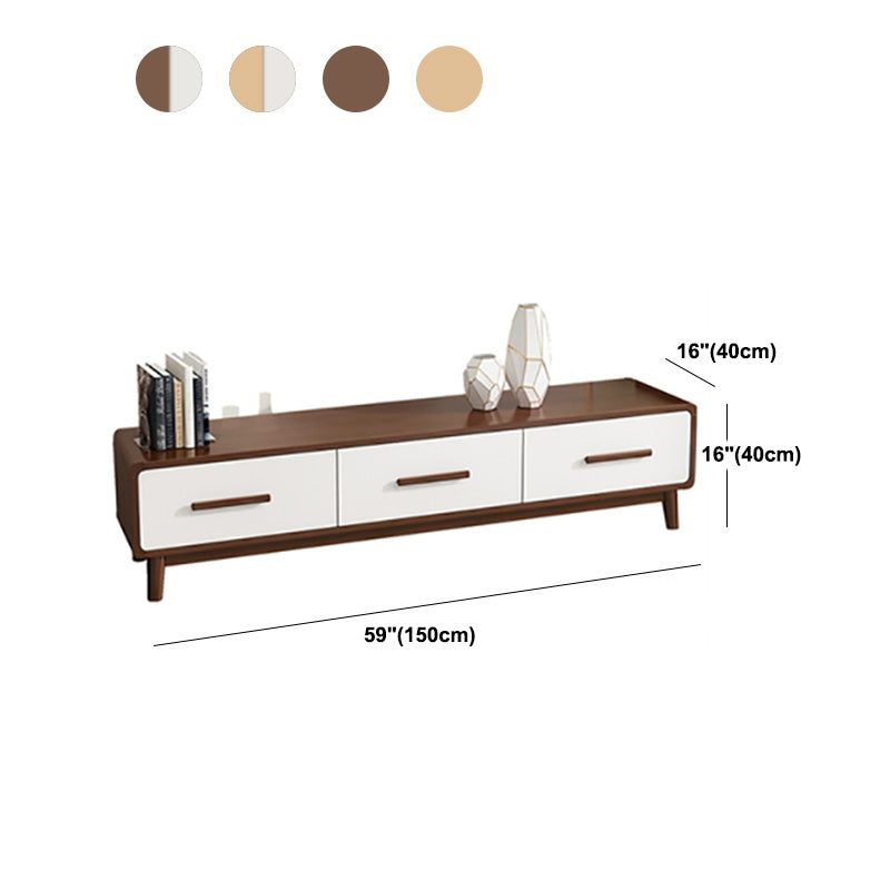 Contemporary Enclosed Storage TV Console Solid Wood TV Stand with 3 Drawers