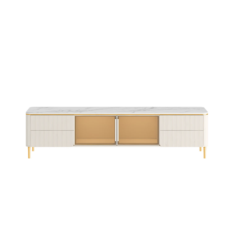 Modern TV Stand White TV Console with Drawers for Living Room