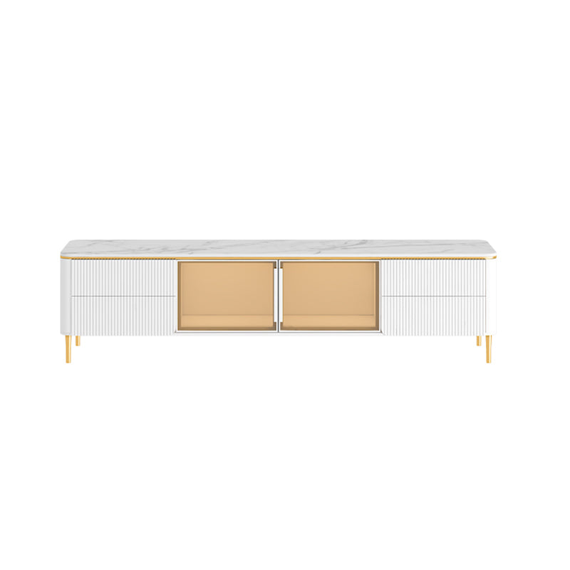 Modern TV Stand White TV Console with Drawers for Living Room