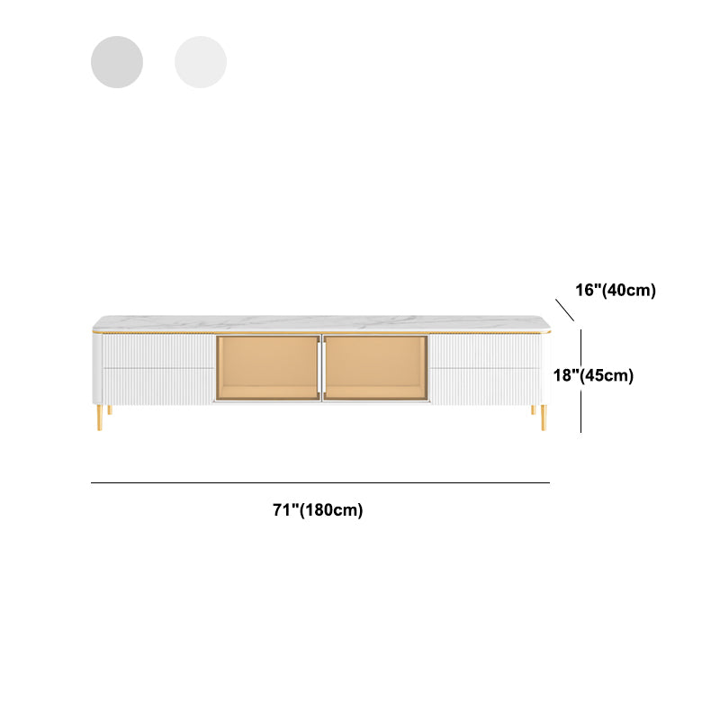 Modern TV Stand White TV Console with Drawers for Living Room