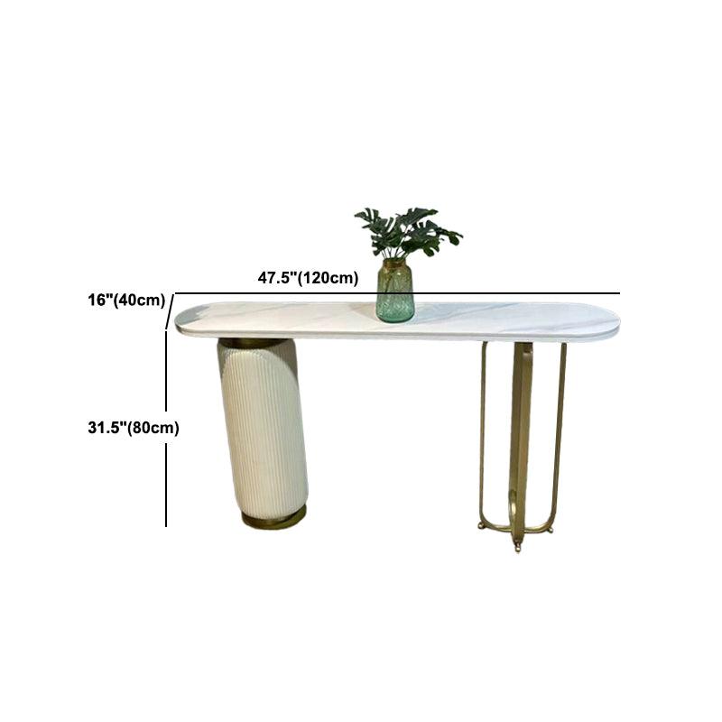 15 Inch Wide Glam Accent Table Stone Gold Console Accent Table