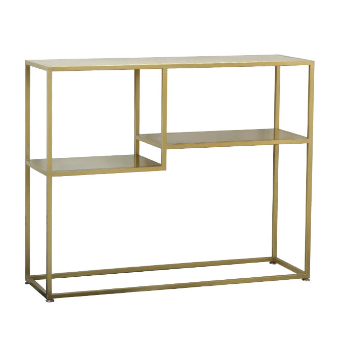 Contemporary Iron Console Sofa Table Rectangle End Table with Shelves for Hall