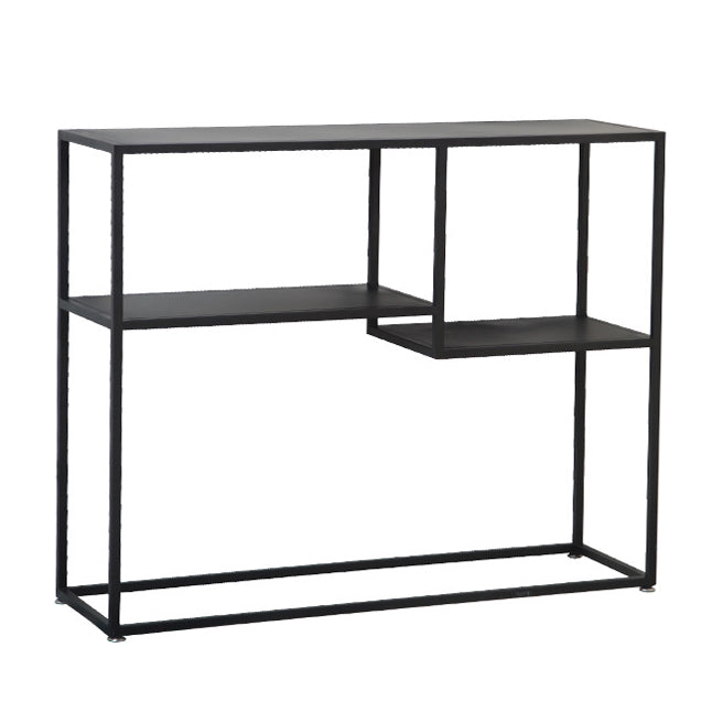 Contemporary Iron Console Sofa Table Rectangle End Table with Shelves for Hall