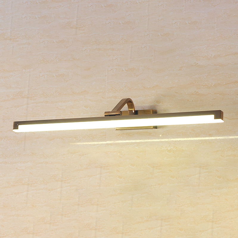 Linear Shade Metal Wall Sconce Modern 1-Light Mirror Wall Mount Light Fixture in Gold