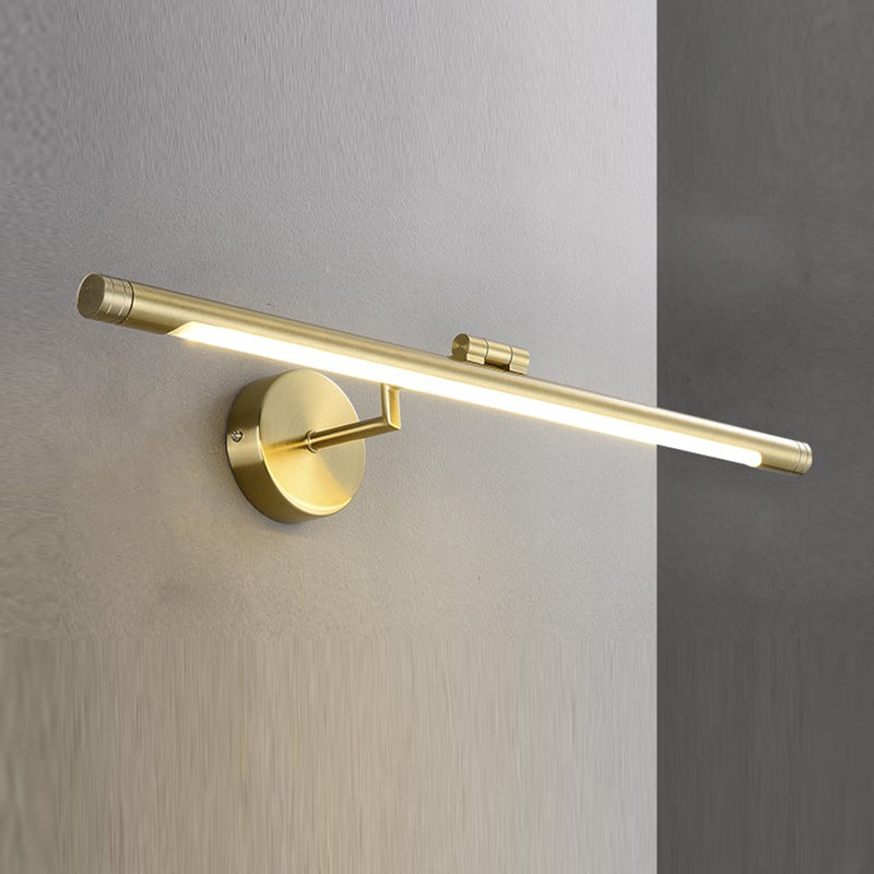 Linear Shade Metal Wall Sconce Modern Style 1- Light Mirror Wall Mount Lighting in Gold