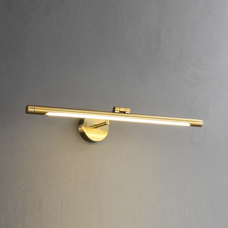 Linear Shade Metal Wall Sconce Modern Style 1- Light Mirror Wall Mount Lighting in Gold