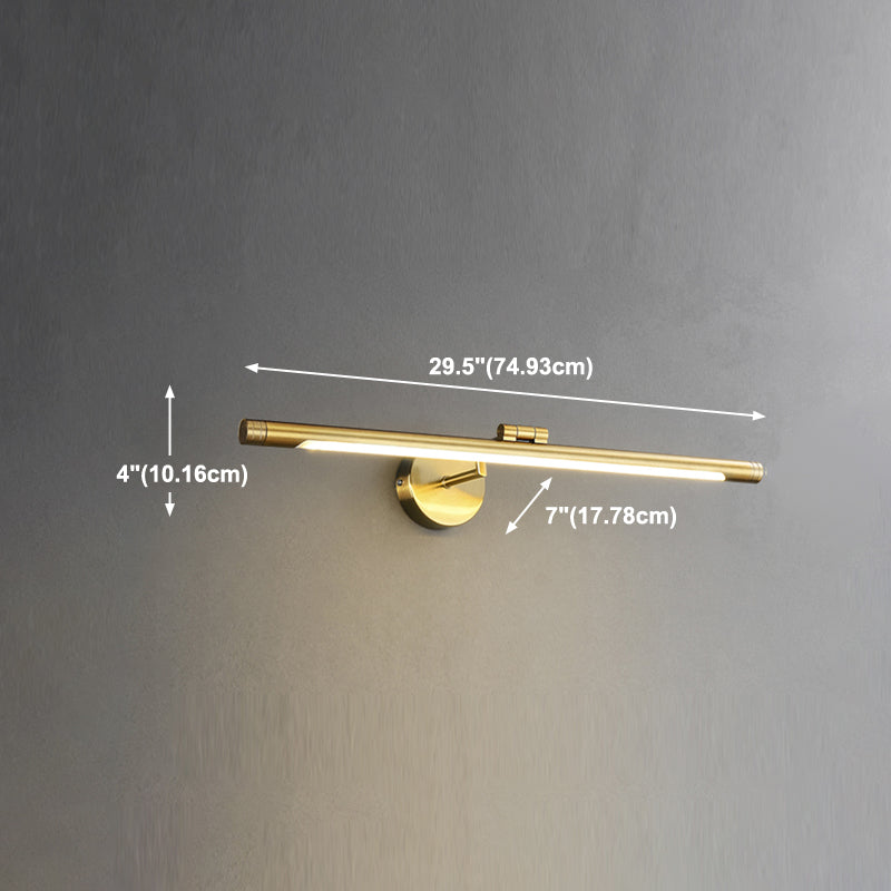 Linear Shade Metal Wall Sconce Modern Style 1- Light Mirror Wall Mount Lighting in Gold