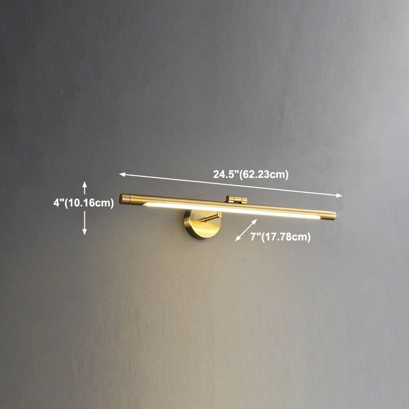 Linear Shade Metal Wall Sconce Modern Style 1- Light Mirror Wall Mount Lighting in Gold