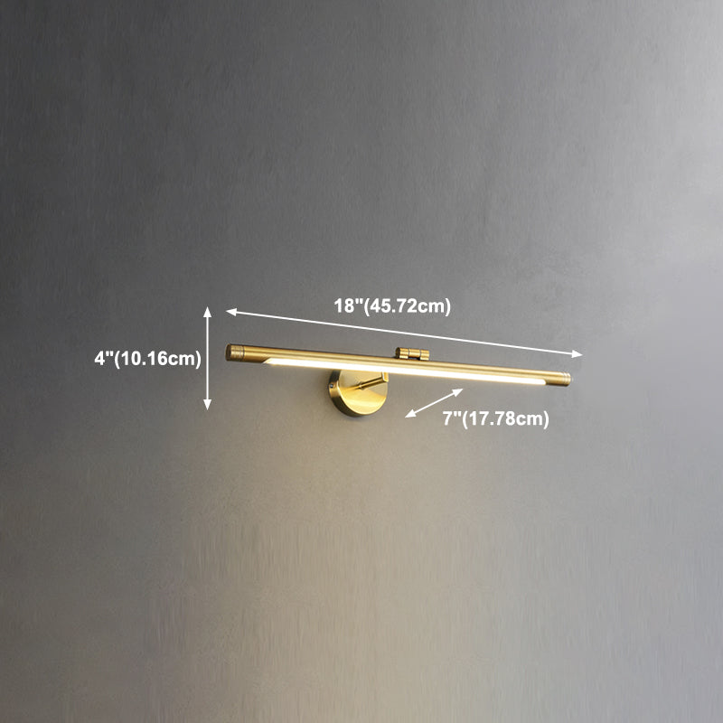 Linear Shade Metal Wall Sconce Modern Style 1- Light Mirror Wall Mount Lighting in Gold