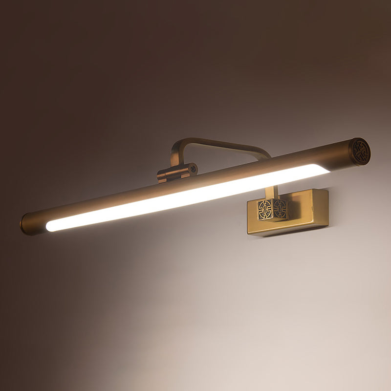 Linear Shade Metal Wall Sconce Modern Style 1- Light Mirror Wall Mount Lighting in Gold