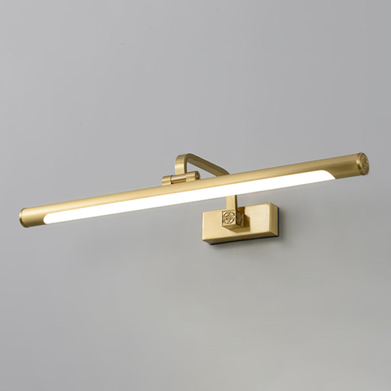 Linear Shade Metal Wall Sconce Modern Style 1- Light Mirror Wall Mount Lighting in Gold