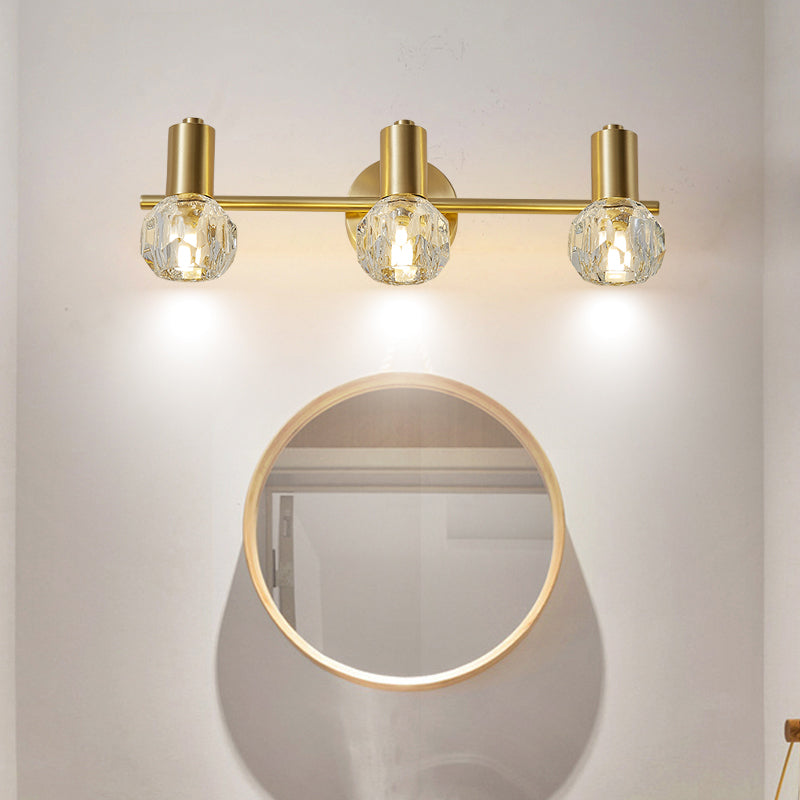 Crystal Geometric Wall Sconce Modern Multi Lights Mirror Wall Mount Light Fixture in Gold