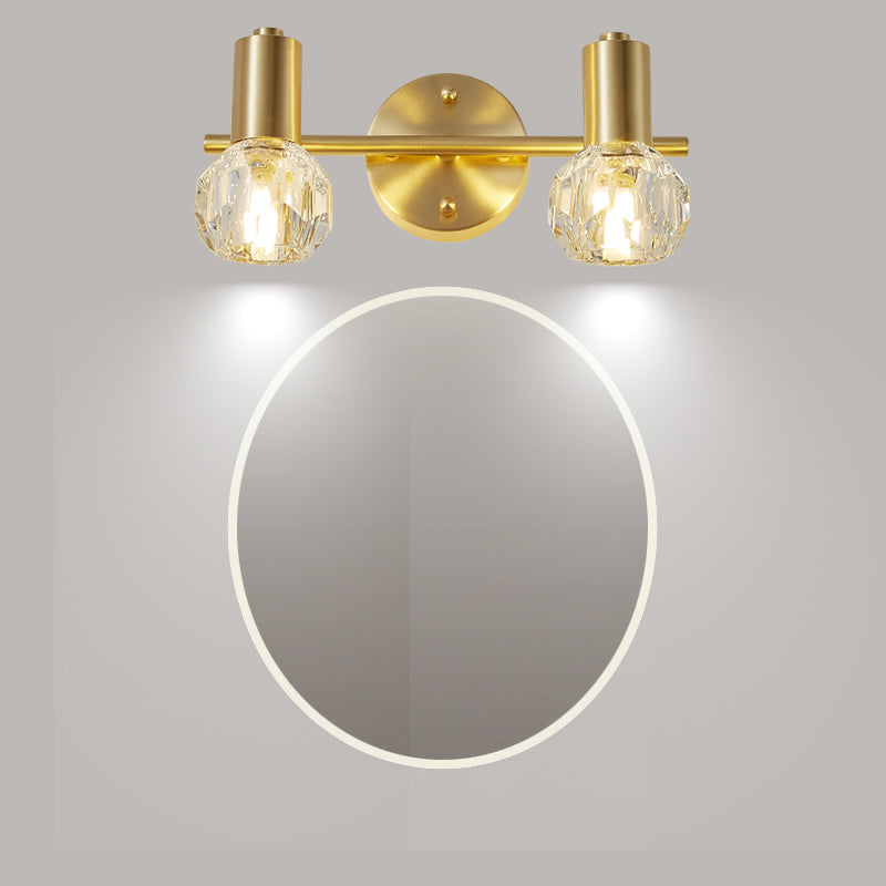 Crystal Geometric Wall Sconce Modern Multi Lights Mirror Wall Mount Light Fixture in Gold