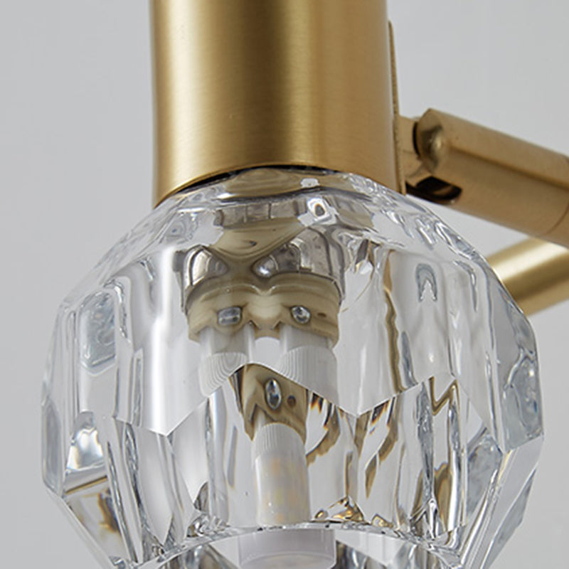 Crystal Geometric Wall Sconce Modern Multi Lights Mirror Wall Mount Light Fixture in Gold