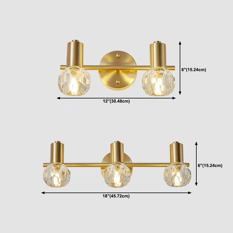 Crystal Geometric Wall Sconce Modern Multi Lights Mirror Wall Mount Light Fixture in Gold