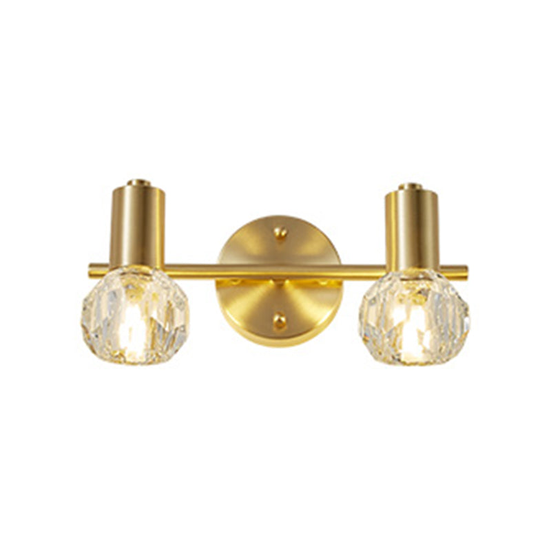 Crystal Geometric Wall Sconce Modern Multi Lights Mirror Wall Mount Light Fixture in Gold