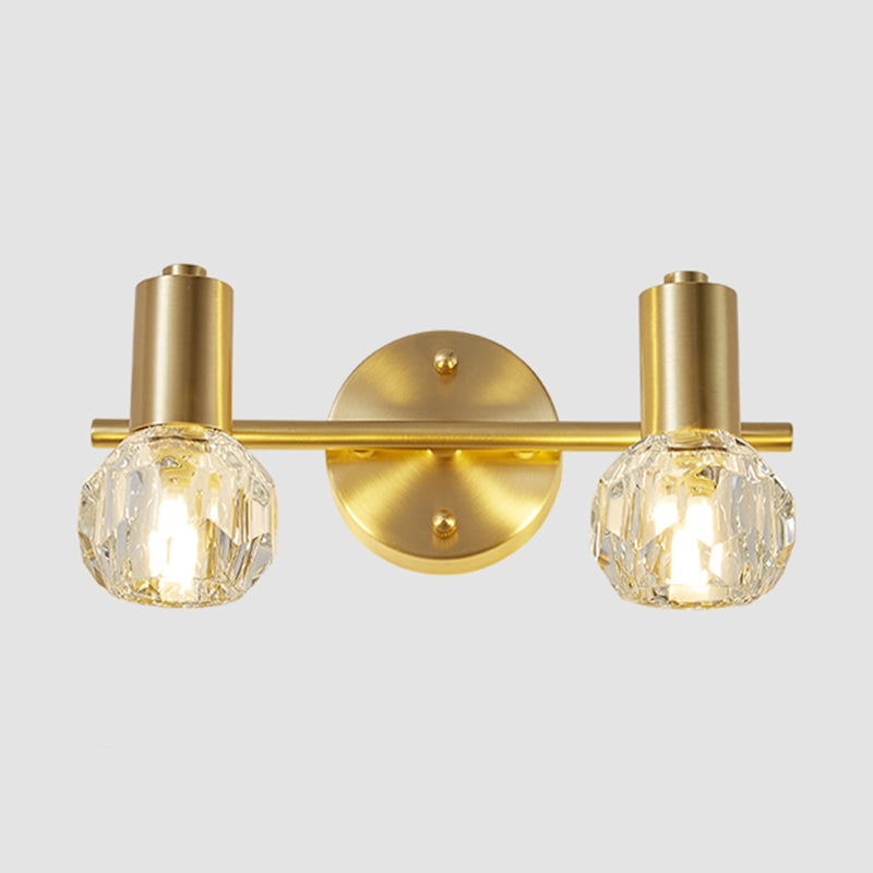 Crystal Geometric Wall Sconce Modern Multi Lights Mirror Wall Mount Light Fixture in Gold