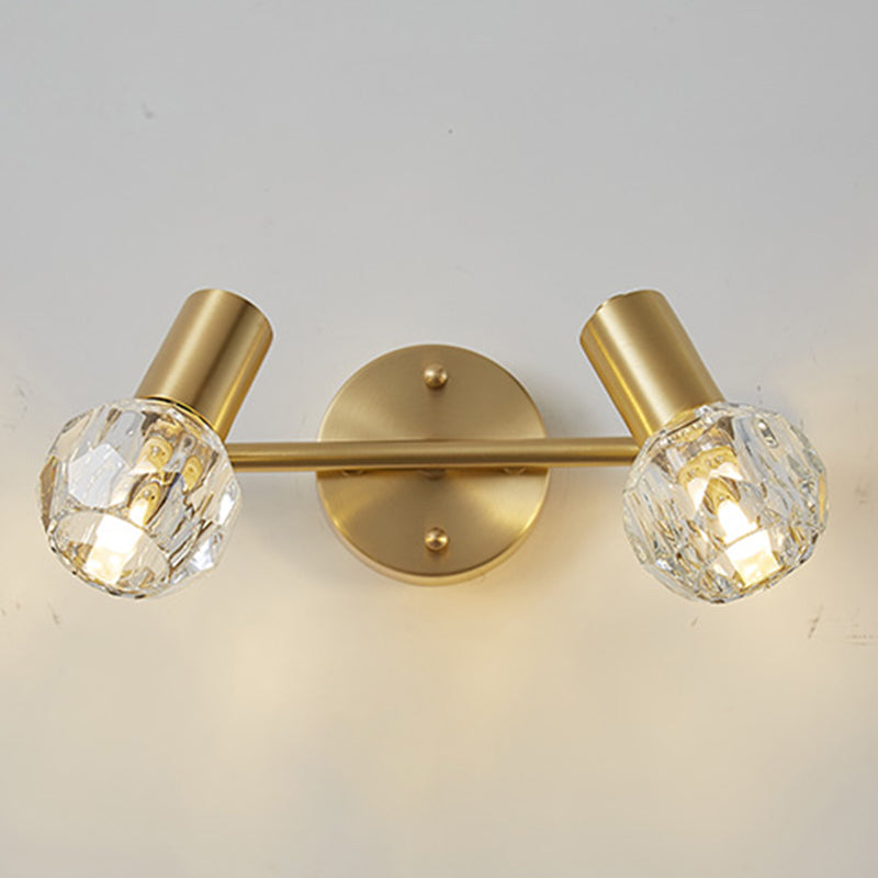 Crystal Geometric Wall Sconce Modern Multi Lights Mirror Wall Mount Light Fixture in Gold