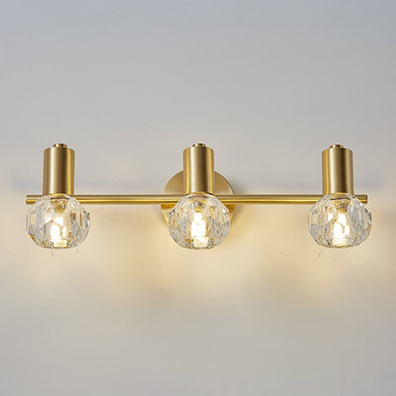 Crystal Geometric Wall Sconce Modern Multi Lights Mirror Wall Mount Light Fixture in Gold