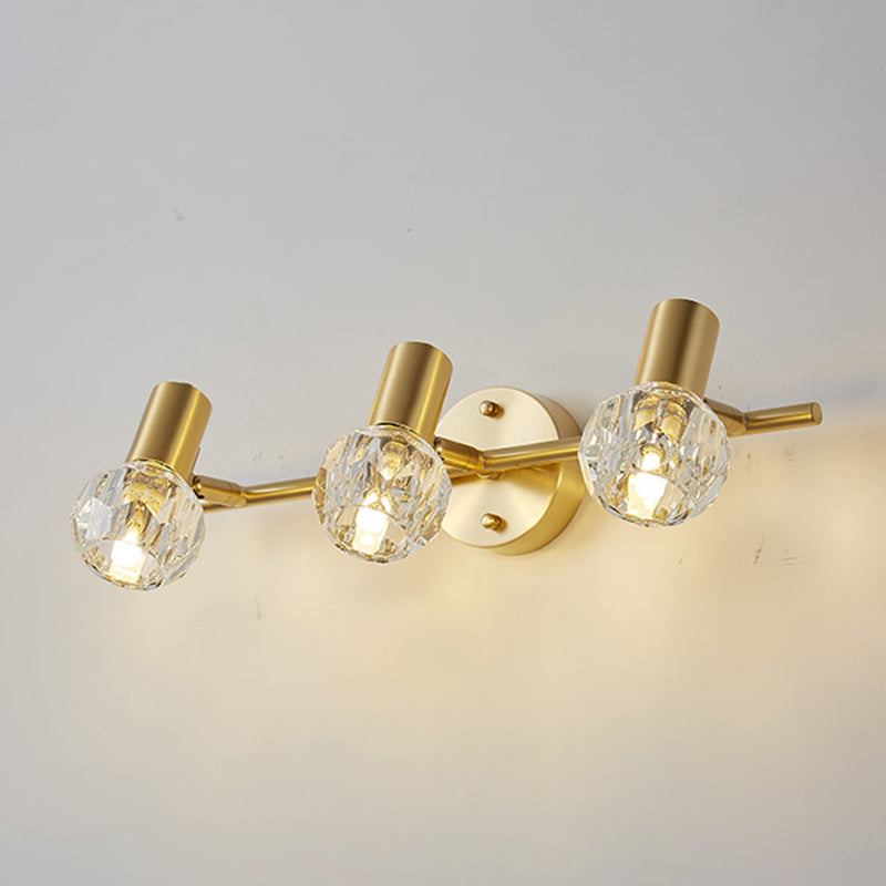 Crystal Geometric Wall Sconce Modern Multi Lights Mirror Wall Mount Light Fixture in Gold