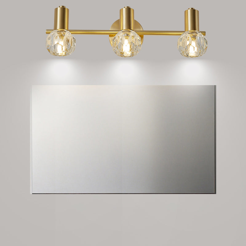 Crystal Geometric Wall Sconce Modern Multi Lights Mirror Wall Mount Light Fixture in Gold