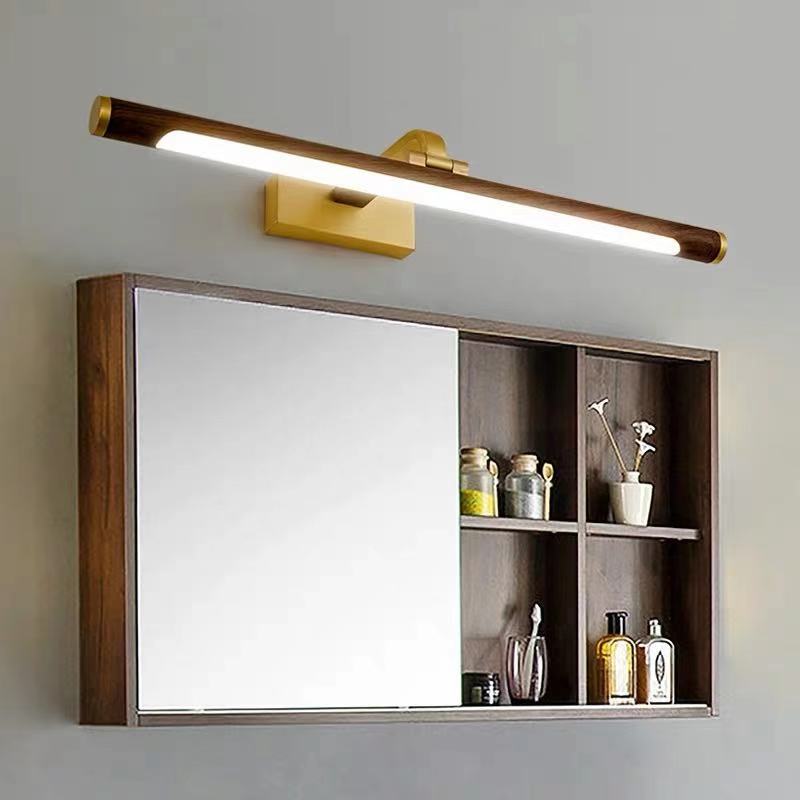 Metal Linear Shade Wall Sconce Modern 1 Light Mirror Wall Wall Lighting Fixtures in Brown