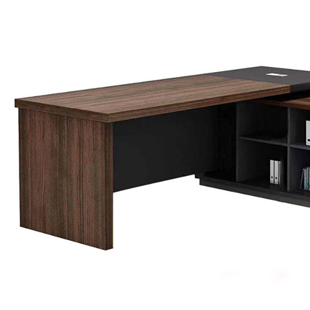 Contemporary Style Office Desk L-Shape Brown Writing Computer Desk