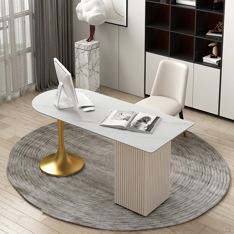 Peninsula Modern Writing Table Fixed Study Table of Sintered Stone