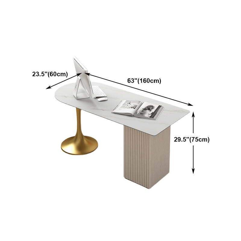 Peninsula Modern Writing Table Fixed Study Table of Sintered Stone