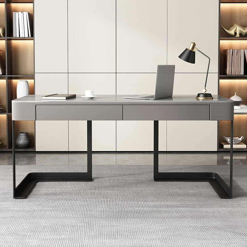 Modern Style Office Desk Sintered Stone 2-drawer Desk for Home