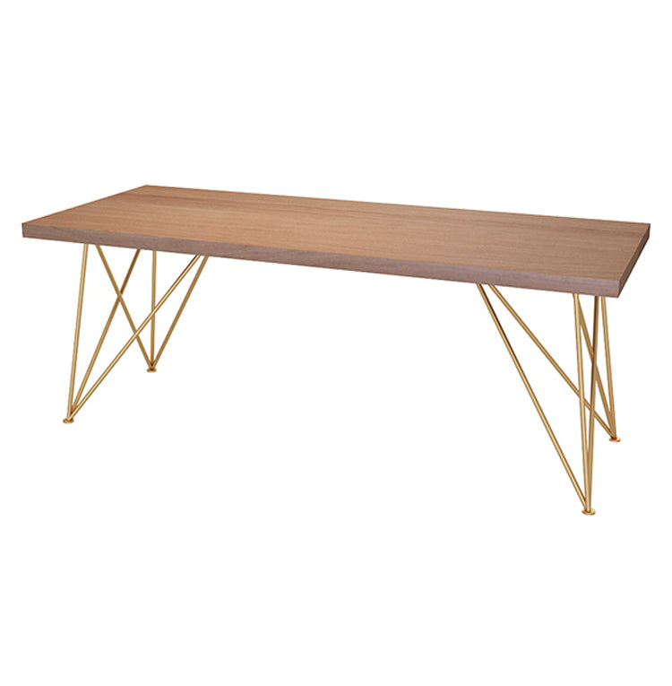 Glam Style Wooden Office Desk Rectangular Desk with Gold Frame