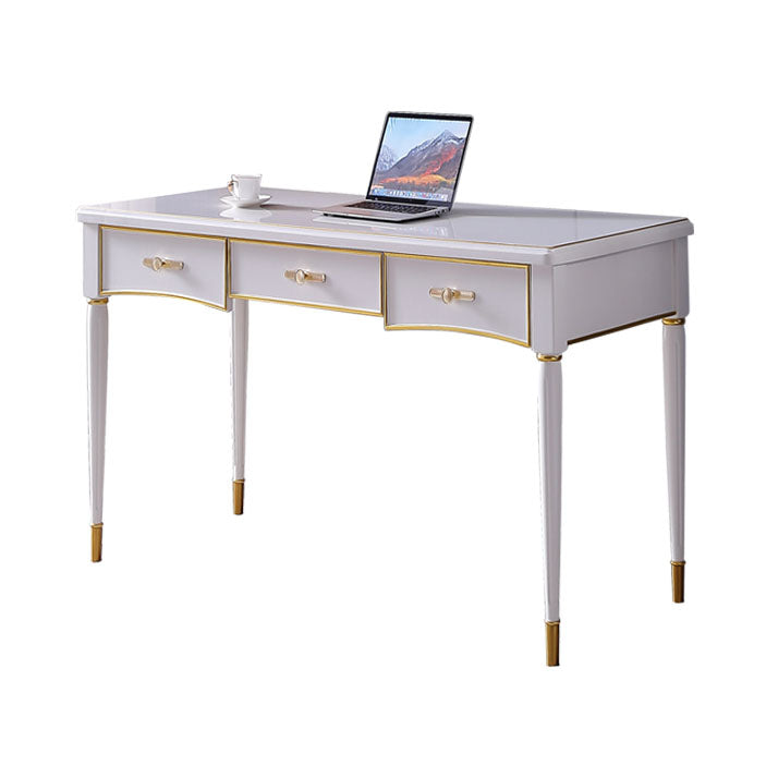 Glam Style Parsons Writing Desk Curved Writing Desk with 3 Drawers