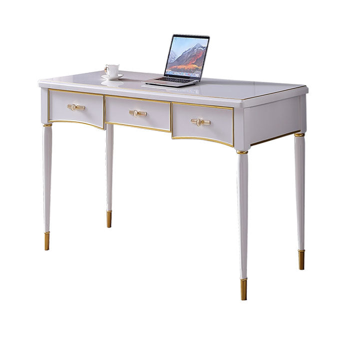 Glam Style Parsons Writing Desk Curved Writing Desk with 3 Drawers