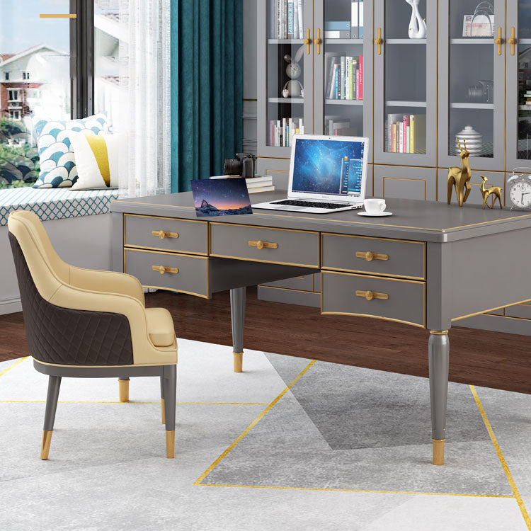 Glam Style Parsons Writing Desk Curved Writing Desk with 3 Drawers