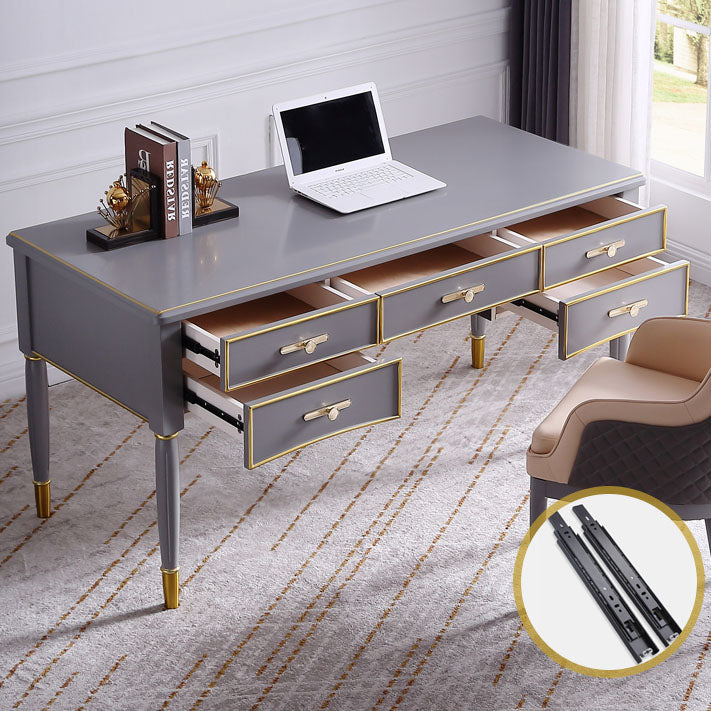 Glam Style Parsons Writing Desk Curved Writing Desk with 3 Drawers