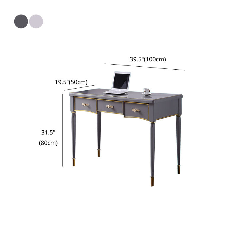 Glam Style Parsons Writing Desk Curved Writing Desk with 3 Drawers