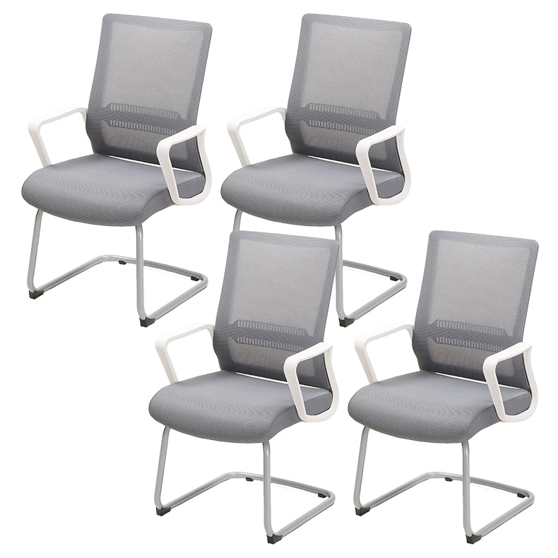 Contemporary Arm Chair Gray Adjustable Arms No Wheels Office Chair