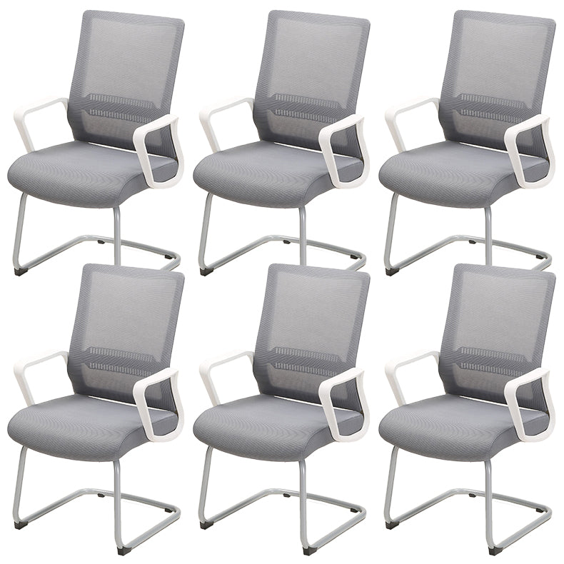 Contemporary Arm Chair Gray Adjustable Arms No Wheels Office Chair