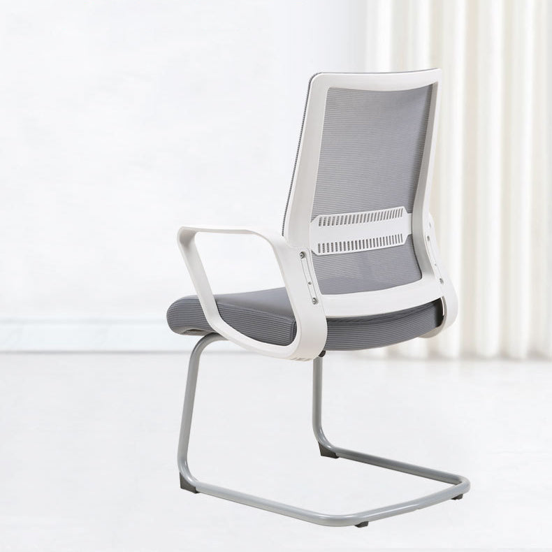 Contemporary Arm Chair Gray Adjustable Arms No Wheels Office Chair