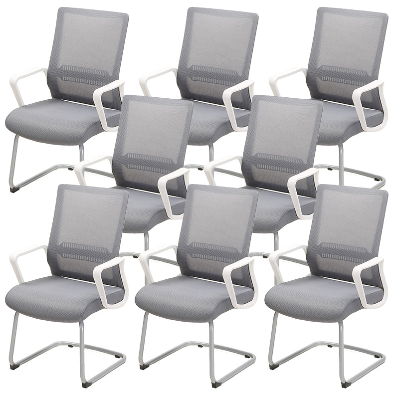 Contemporary Arm Chair Gray Adjustable Arms No Wheels Office Chair