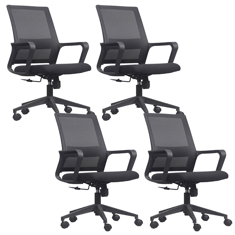 Fixed Arms Office Chair Microfiber Desk High Back Chair Wheels Lumbar Support