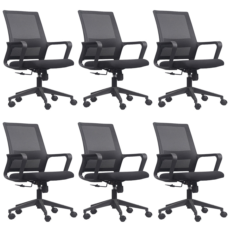 Fixed Arms Office Chair Microfiber Desk High Back Chair Wheels Lumbar Support