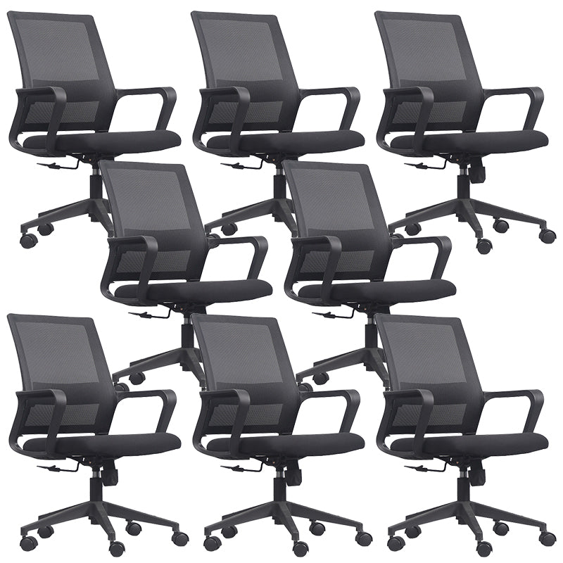 Fixed Arms Office Chair Microfiber Desk High Back Chair Wheels Lumbar Support