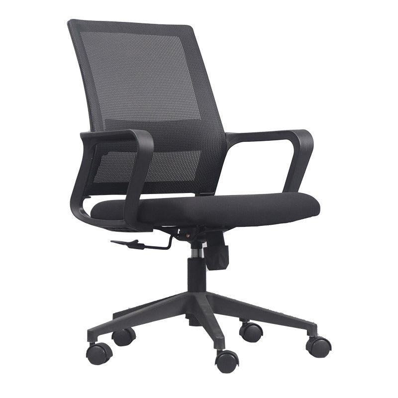 Fixed Arms Office Chair Microfiber Desk High Back Chair Wheels Lumbar Support