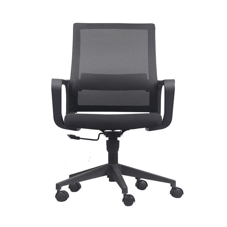 Fixed Arms Office Chair Microfiber Desk High Back Chair Wheels Lumbar Support